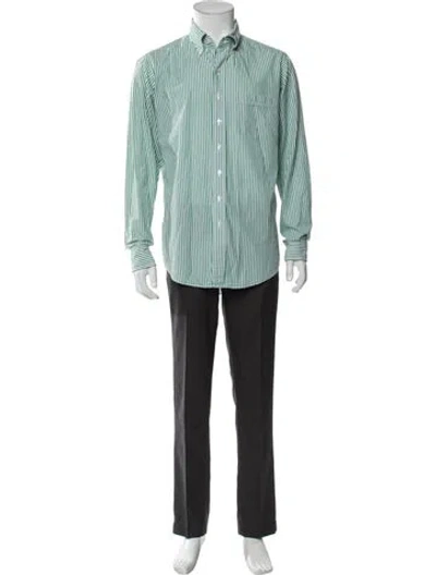 Pre-owned Drake's Striped Long Sleeve Shirt In Green