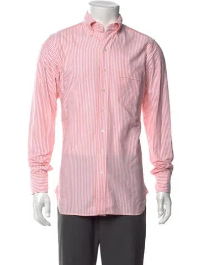 Pre-owned Drake's Striped Long Sleeve Shirt In Pink