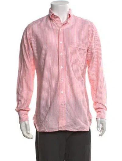 Pre-owned Drake's Striped Long Sleeve Shirt In Pink