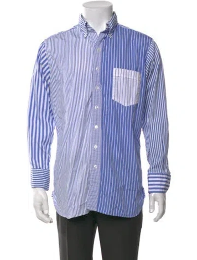 Pre-owned Drake's Striped Long Sleeve Shirt In White