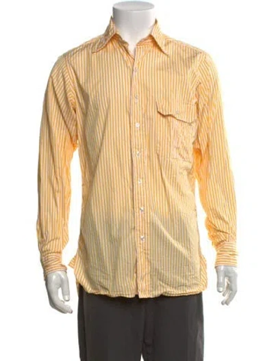 Pre-owned Drake's Striped Long Sleeve Shirt In Yellow
