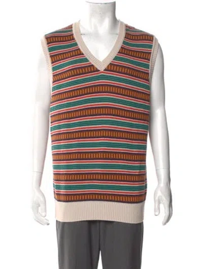 Pre-owned Drake's Striped V-neck Sweater Vest In Multi