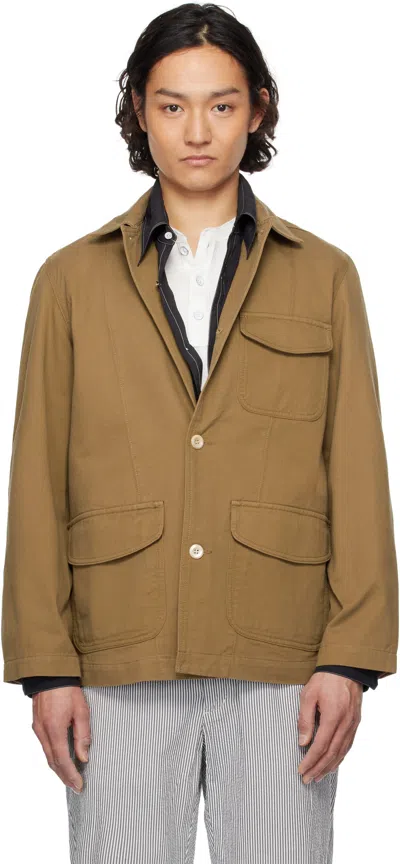 Drake's Tan Cotton Three-pocket Chore Jacket In 300 Tan