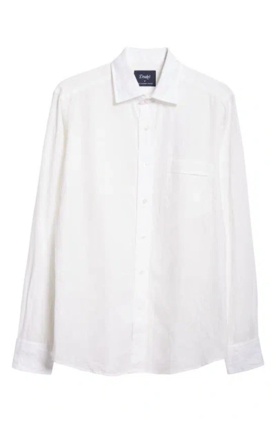 Drake's The Linen Summer Button-up Shirt In White
