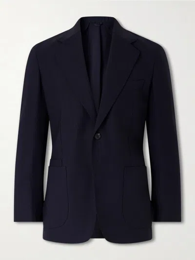 Drake's Virgin Wool Suit Jacket In Blue