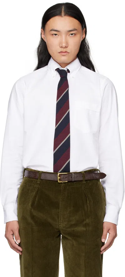Drake's White Oxford Cotton Cloth Button-down Shirt In 000 White