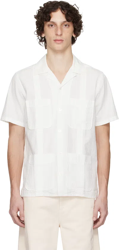 Drake's White Seersucker Shirt