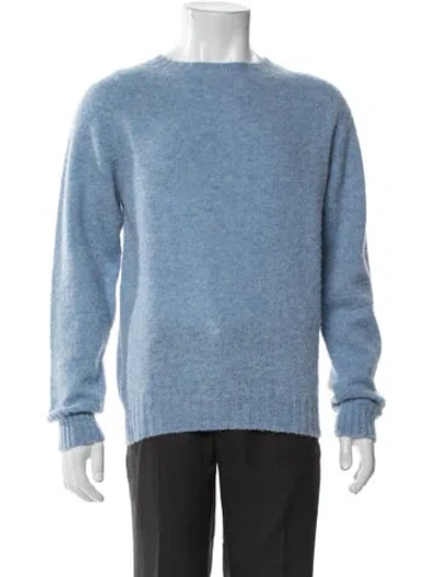 Pre-owned Drake's Wool Crew Neck Pullover In Blue