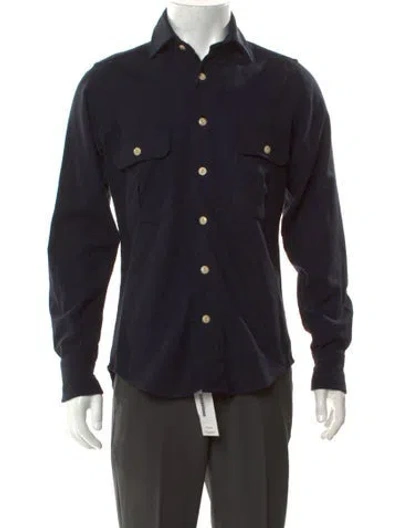 Pre-owned Drake's Wool Long Sleeve Shirt In Black