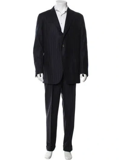 Pre-owned Drake's Wool Striped Two-piece Suit In Blue