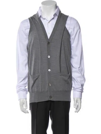 Pre-owned Drake's Wool V-neck Sweater Vest In Gray