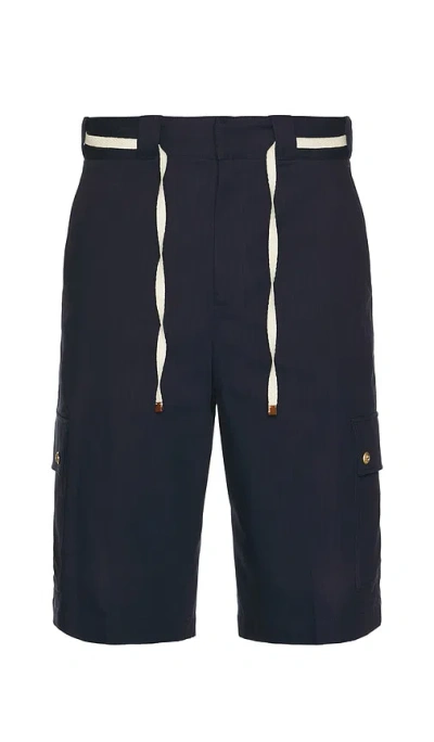 Drã´le De Monsieur Drole De Monsieur Workwear Chevron Shorts In Blue