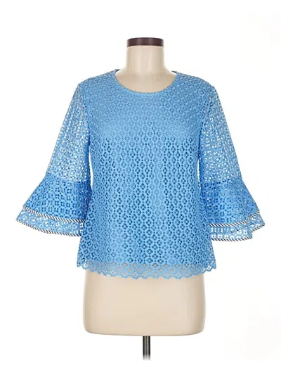 Pre-owned Draper James 3/4 Sleeve Blouse In Blue