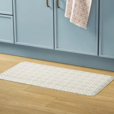 Draper James Allover Geo Floral Bistro Bevel Edge Comfort Kitchen Mat, Seafoam Green, 20"x39" In Natural