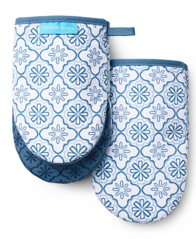 Draper James Allover Geo Floral Mini 2-pack Oven Mitts In Blue