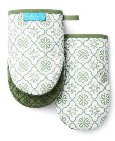 Draper James Allover Geo Floral Mini 2-pack Oven Mitts In Green