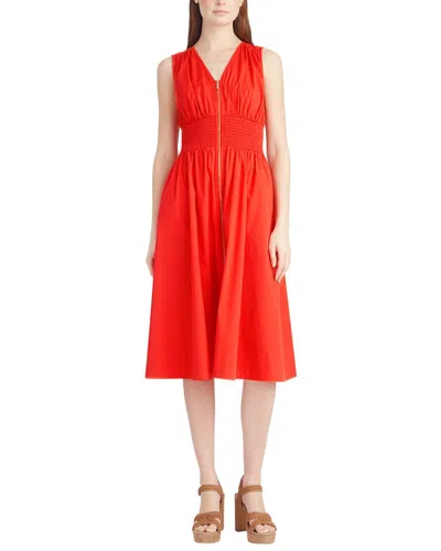 Draper James Amber Sleeveless Smocked Waist Midi Dress In Orange