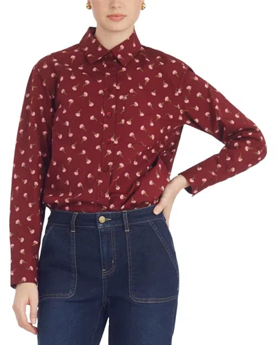 Draper James Button Top In Burgundy
