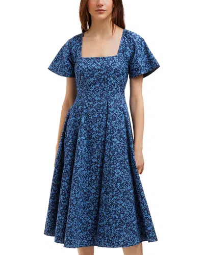 Draper James Caitlyn Square Neck Midi Dress In Blue