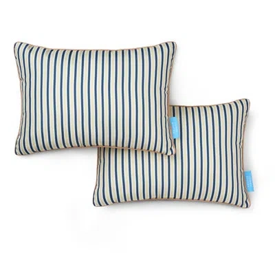 Draper James Canopy Stripe Indoor Outdoor Decorative Lumbar Pillow 2-pack Set, Uv Fade Resistant, Water Resistant In Orange