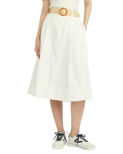 Draper James Contrast Belt Linen Skirt In White