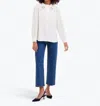 Draper James Covered Placket Button Down Top In Magnolia White In White