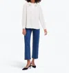 Draper James Covered Placket Button Down Top In Magnolia White In Multi