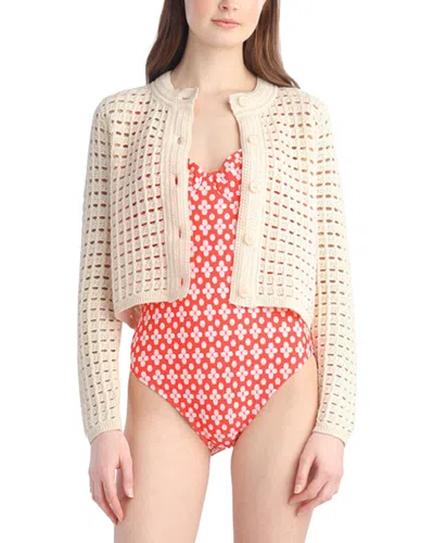 Draper James Crochet Wool-blend Cardigan In Neutral