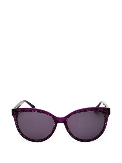 Draper James Floral-pattern Round-frame Sunglasses In Purple
