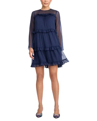 Draper James Frannie Ruffle Mini Dress In Blue