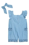 Draper James Kids' Embroidered Scalloped Romper & Headband Set