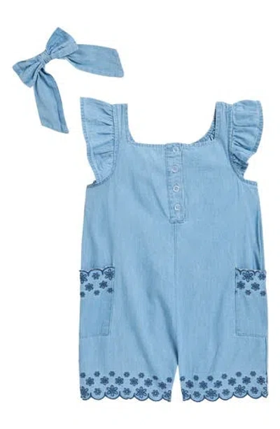 Draper James Kids' Embroidered Scalloped Romper & Headband Set