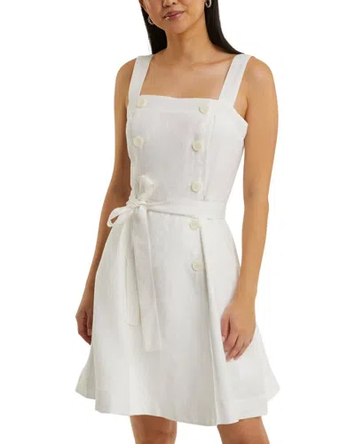 Draper James Kylie Sleeveless Love Circle Linen Mini Dress In White