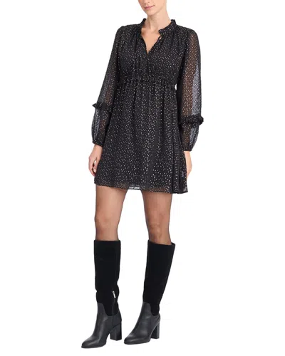 Draper James Leah Long-sleeve Mini Dress In Black