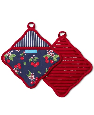 Draper James Lemon Blossom Scallop Edge 2-pack Pot Holders In Red