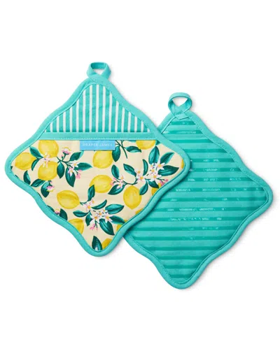 Draper James Lemon Blossom Scallop Edge 2-pack Pot Holders In Multi