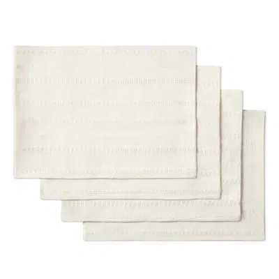 Draper James Leno Weave Reversible Woven Fabric Placemats 4-pack Set, White, 13"x18"