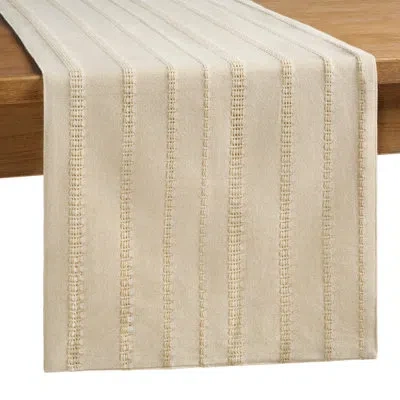 Draper James Leno Weave Reversible Woven Fabric Table Runner In Neutral