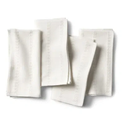 Draper James Leno Weave Woven Cloth Napkins 4-pack Set, White, 19"x19"
