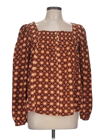 Pre-owned Draper James Long Sleeve Blouse In Brown