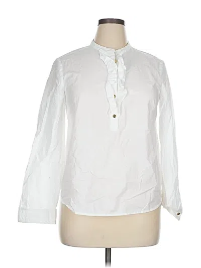 Pre-owned Draper James Long Sleeve Blouse In White