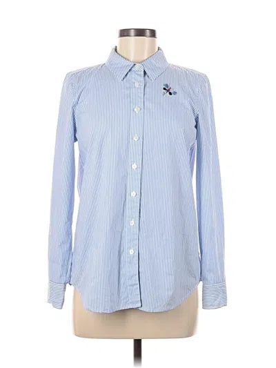 Pre-owned Draper James Long Sleeve Button Down Shirt In Blue