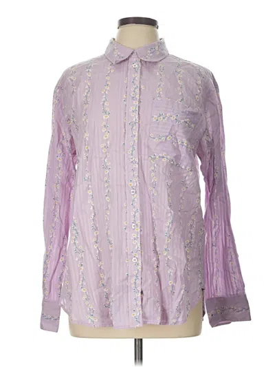 Pre-owned Draper James Long Sleeve Button Down Shirt In Purple