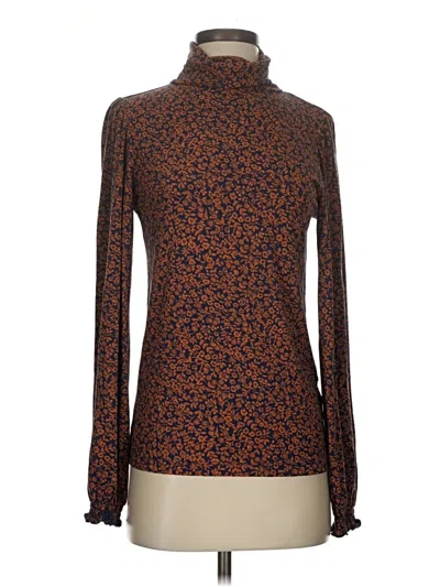 Pre-owned Draper James Long Sleeve Top Brown Turtleneck Tops