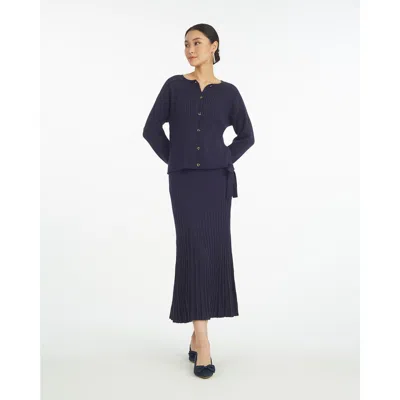 Draper James Luxe Pleated Maxi Skirt In Blue