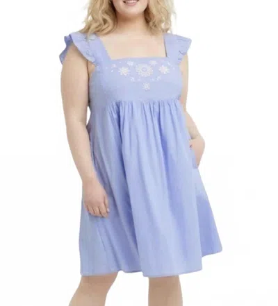 Draper James Maddie Embroidered Babydoll Dress In Blue