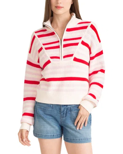 Draper James Mixed Stripe Zip Up Pullover In Multi