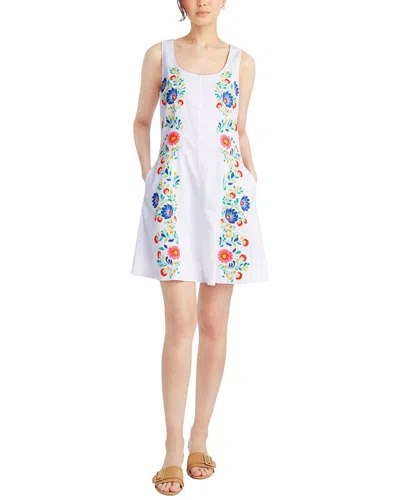 Draper James Primrose Mini Dress With Floral Embroidery In White