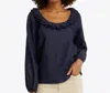 Draper James Reyna Long-sleeve Top In Chambray In Blue