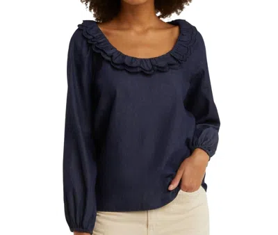 Draper James Reyna Long-sleeve Top In Chambray In Blue